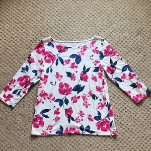 Talbots Floral 3/4 Length Sleeve Shirt Size M